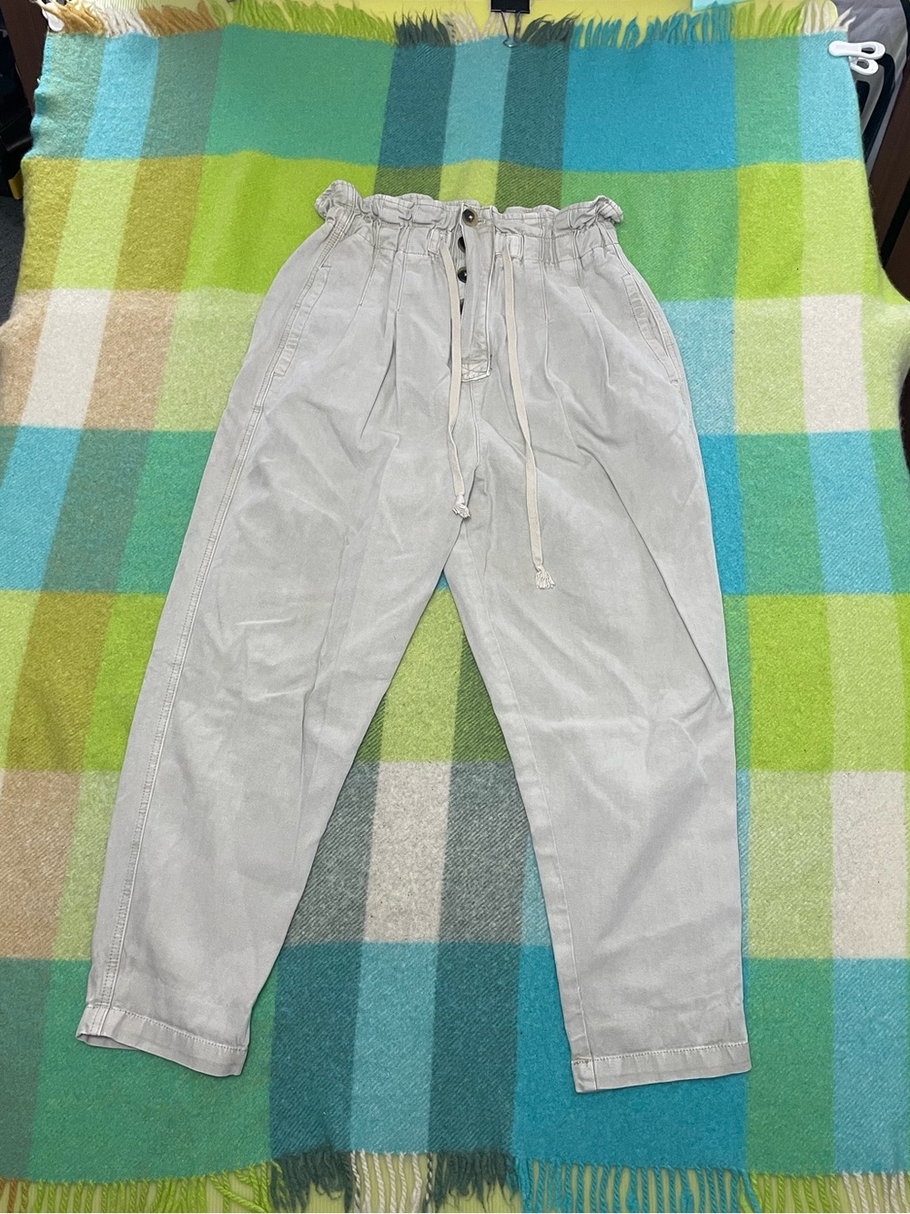 Free People Margate Beige pleated trousers